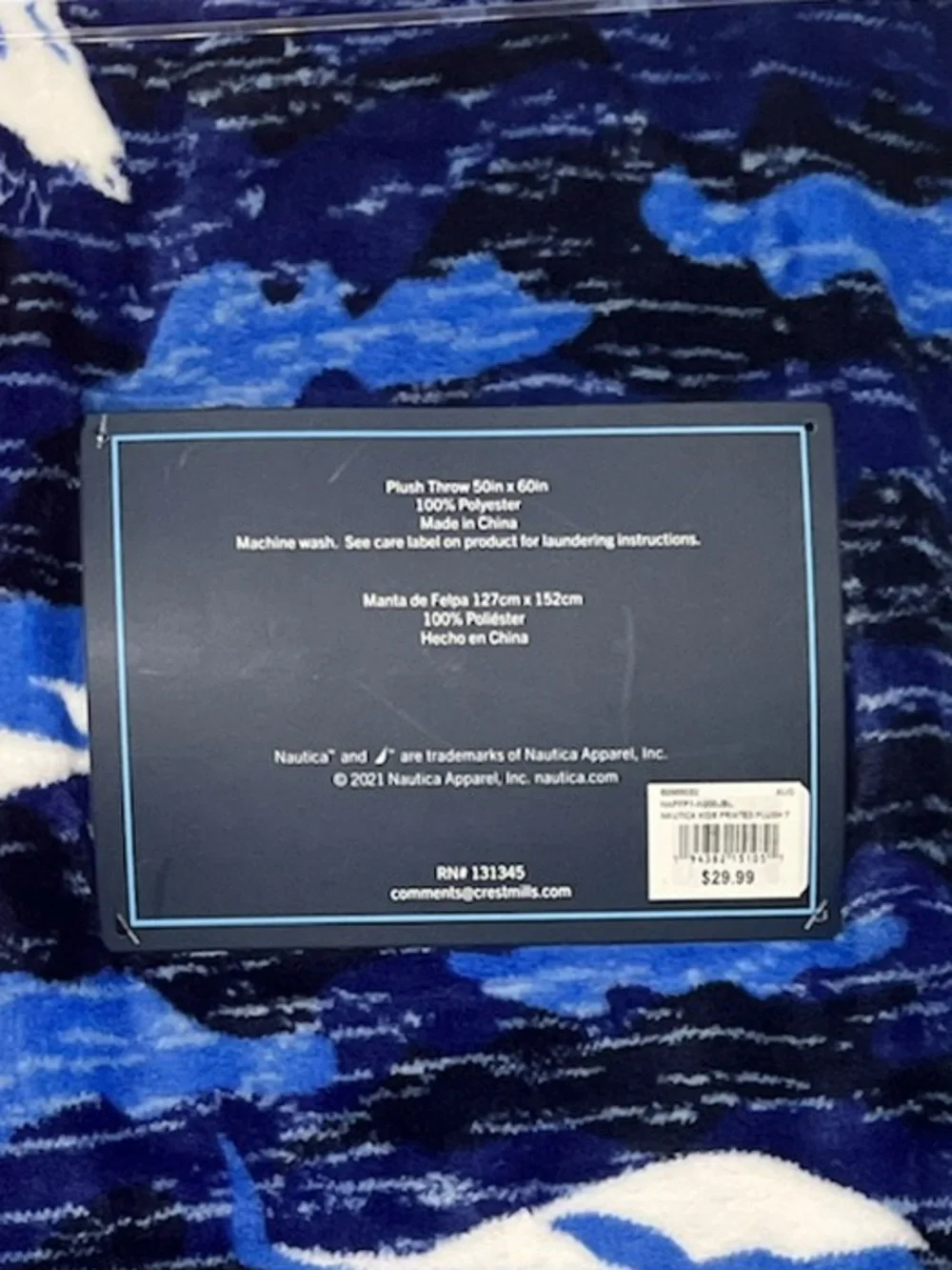 Nautica Blue Whale & Polar Bear Plush Throw Blanket